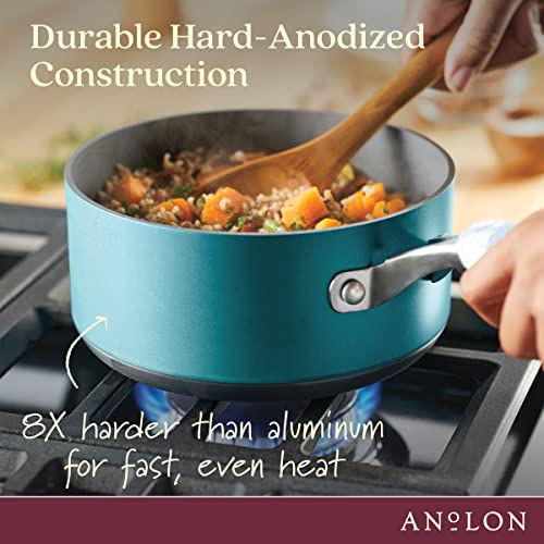 Achieve Hard Anodized Nonstick Sauce Pan with Lid (Sauce Pan (2 Quart) / Teal)
