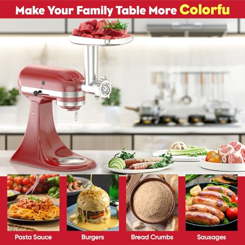 Meat Grinder for KitchenAid Mixer (Silver)