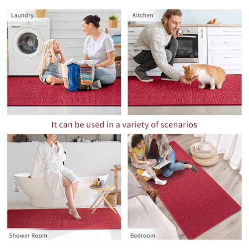 Kitchen Rugs Kitchen Mats for Floor Non Slip Washable Red 17"x30" (3.42 Sq Ft)