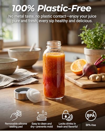 Glass Water Bottles with Stainless Steel Lids 12 oz