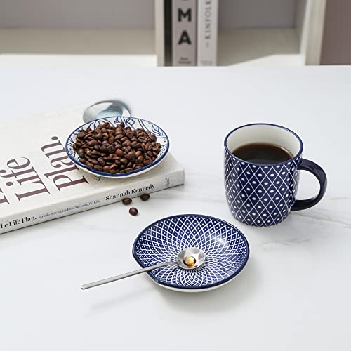 4.6 Inch Ceramic Spoon Rest for Stove Top (Vintage Blue)