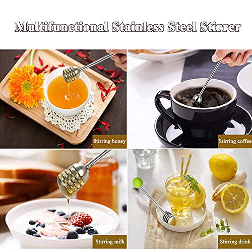 Stainless Steel Honey Dipper Stick 6.3 Inch Honey Wand Server for Honey Pot Dispense Drizzle Honey (1 Pcs Green)