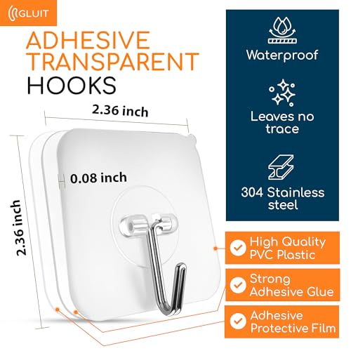 Adhesive Wall Hooks for Hanging Heavy Duty No Drill (Medium, 20 pcs)