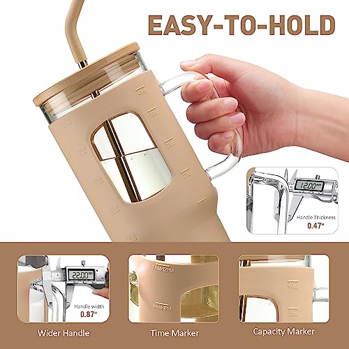 Glass Tumbler with Straw and Lid (Amber / 40 Ounces)