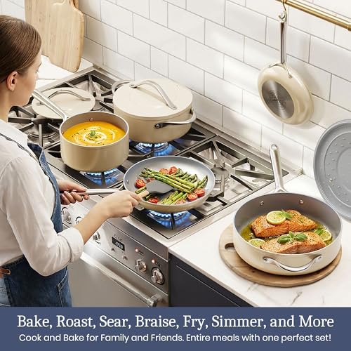 Premium Ceramic Frying Pan (8 inch / Cream)
