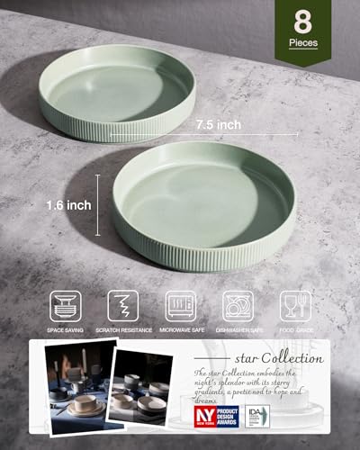 Star 7.5" Pasta Bowls Set of 8 (Light Green / 8 pcs)