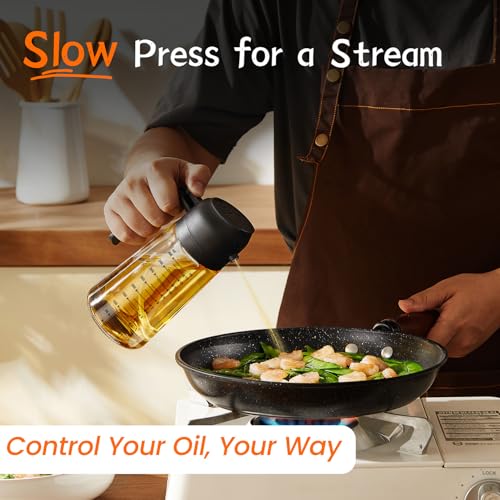 16oz 470ml Glass Olive Oil Sprayer for Cooking (Black)