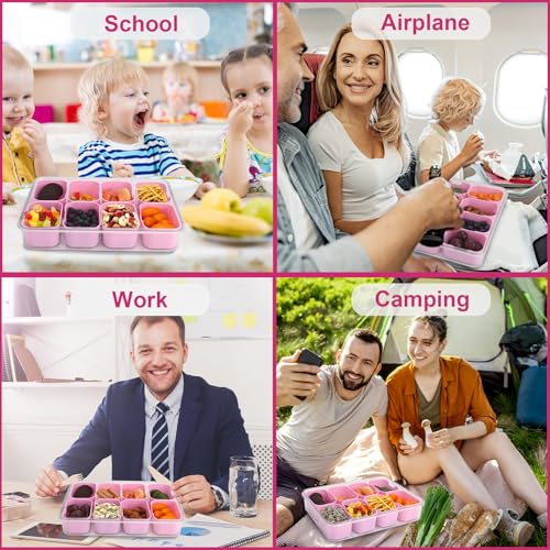 Snackle Box Snack Container Tray with Lid (8 Compartments / Pink)