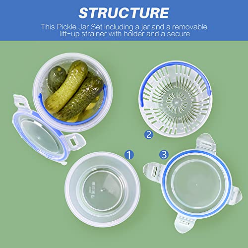Pickle Jar 24 oz pickle container with strainer Pickle Holder Keeper Lifter (1PACK)
