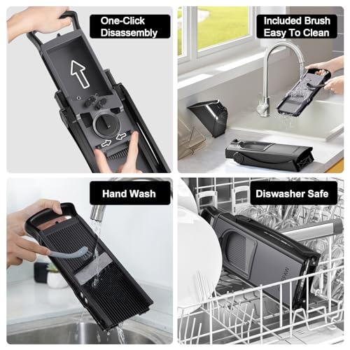 Safe Mandoline Slicer for Kitchen (3rd Gen, Black)