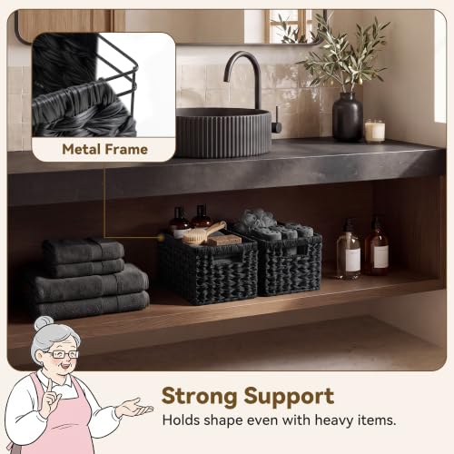 Black Wicker Basket (Black / 13"L x 8¼"W x 7"H)