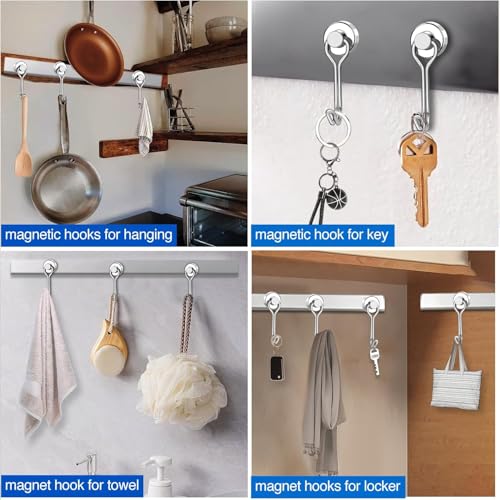 Magnetic Hooks Magnet Hook for Cruise Cabins Fridge 30LBS 6Pack (Silver / 0.63in)