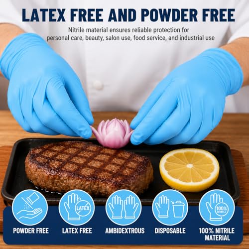 Individually Wrapped Black Disposable Nitrile Gloves (Blue of 800 / Medium)