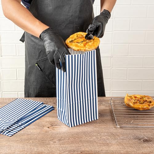 Blue And White Stripe Paper Bag (8 lb / Blue & White)