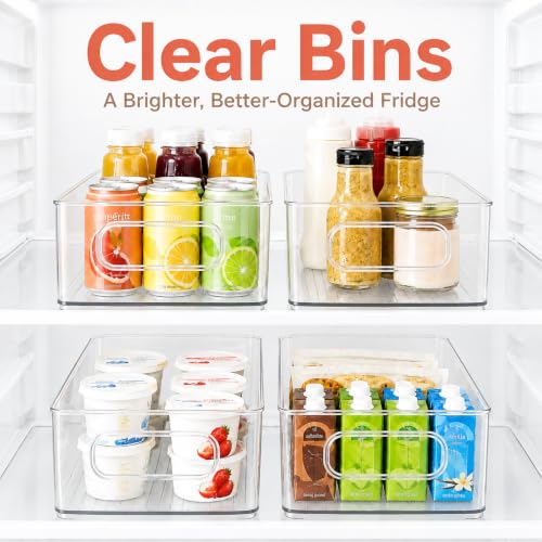 4 Pack Fridge Organizer Bins (10'' x 6'' x 3'')