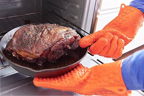 Ekogrips Premium Heat Resistant BBQ Grilling Gloves for Indoor and Outdoor Cooking (XX-Large / Orange)