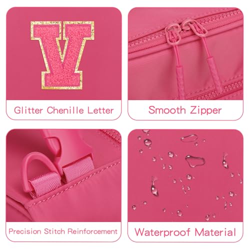 Initial Insulated Lunch Bag for Girls Kids (Rosy Red / V)