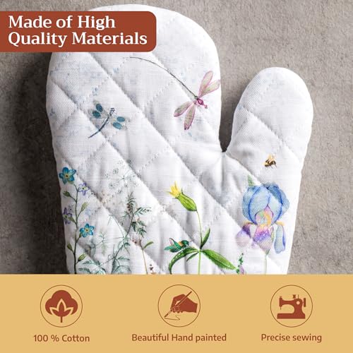Maison d'Hermine Oven Gloves 100% Cotton Oven Mitt (012 - Fleurs De Mai / 7.5" x 13" (Oven Mitt))