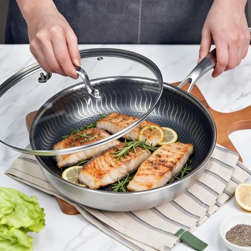 13 IN Glass Lid with Stainless Steel Handle (13 in (12.48in- 13.07in) / Silvery Handle)