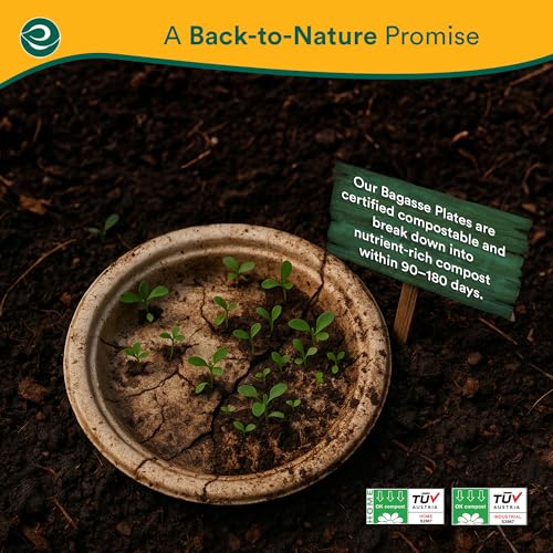 9 Inch Disposable Bagasse Paper Plates (9" [Natural])