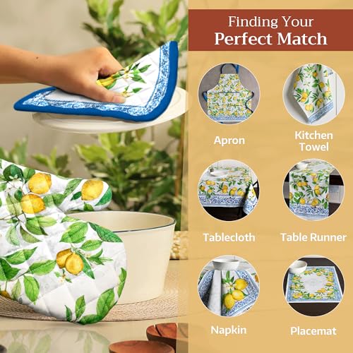 Maison d'Hermine Oven Gloves 100% Cotton Oven Mitt (032 - Cedrat / 7.5" x 13" (Oven Mitt))