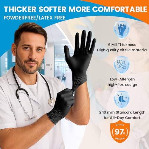 6 mil Disposable Nitrile Gloves (1000 Count)