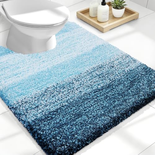 Luxury Toilet Rugs U (24" X 20" Contour Rug / Peacock Blue)