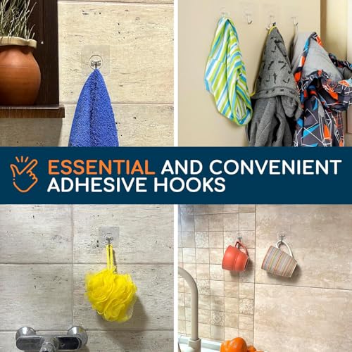Adhesive Wall Hooks for Hanging Heavy Duty No Drill (Medium, 40 pcs)