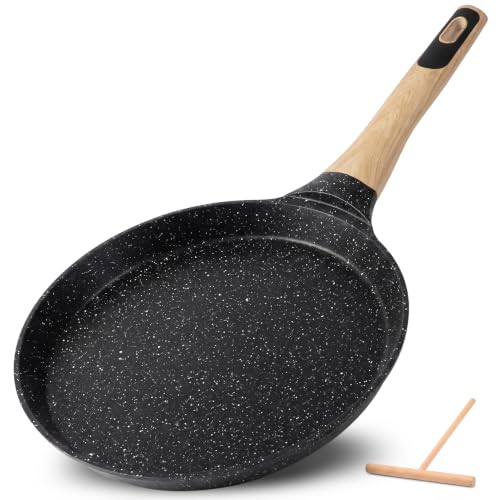 9.45” Non Stick Crepe Pan with Wooden Spreader (Black / 9")
