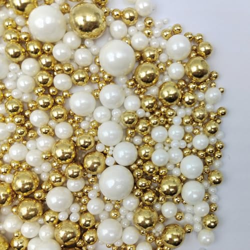 Edible White Gold Sugar Pearls Candy Sprinkles 120G (White Gold)