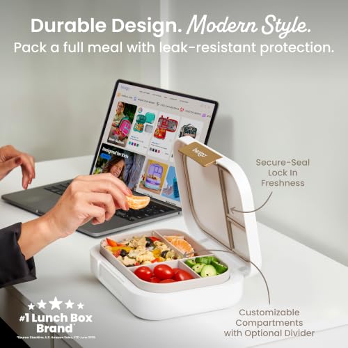 Modern Adult Bento Lunch Box with 3 (White)