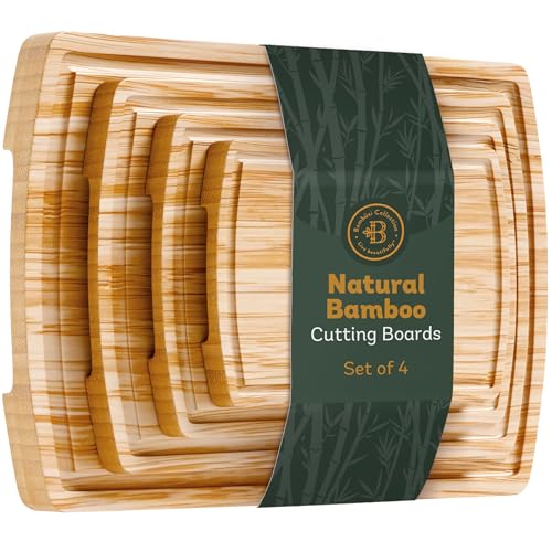 Bamboo Cutting Boards for Kitchen (4-Piece)