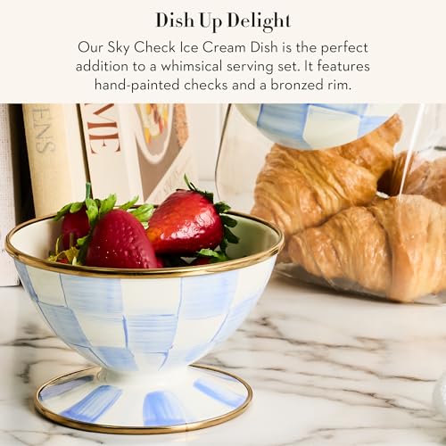 Enamel Ice Cream Bowl (Sky Check)