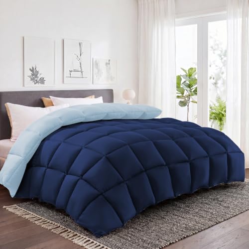 All Season Full Size Bed Comforter (Navy/Light Blue / Full（82*86）)
