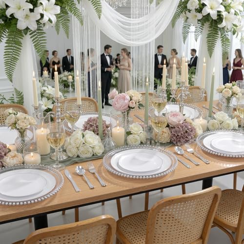 100PCS Silver Plastic Plates (Silver / 100)