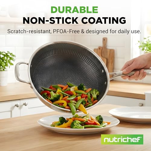 12" Stainless Steel Durable Wok (Silver)