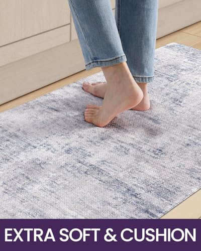 Kitchen Floor Mats Cushioned Anti Fatigue Runner Rug 23x86 Blue (Blue / 86"L x 23"W x 0.4"Th)