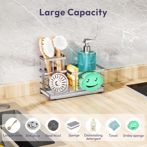 Kitchen Sink Caddy Organizer (Silver-drying Stone)