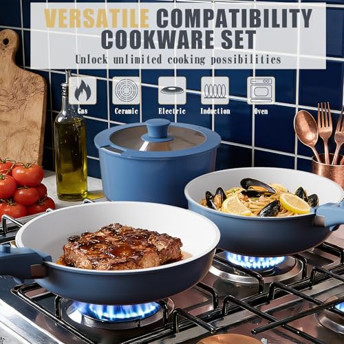 Pots and Pans Set Non Stick (Navy)