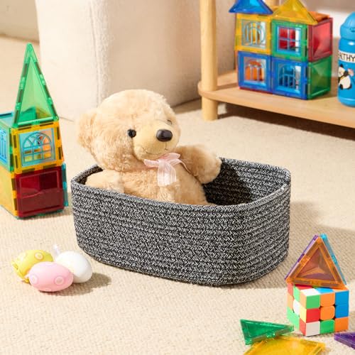 Small Storage Baskets for Organizing (3pcs-L11.5xW7.5xH4.7" / Dark Gray)