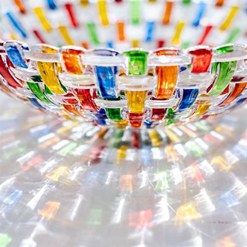 Hand Painted Colorful Woven Glass Crystal Salad & Fruit Bowl Decoration (Colorful)