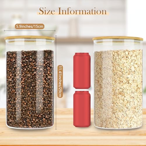 Large Glass Cereal Containers Storage with Airtight Bamboo Lids (2Pack(168oz))