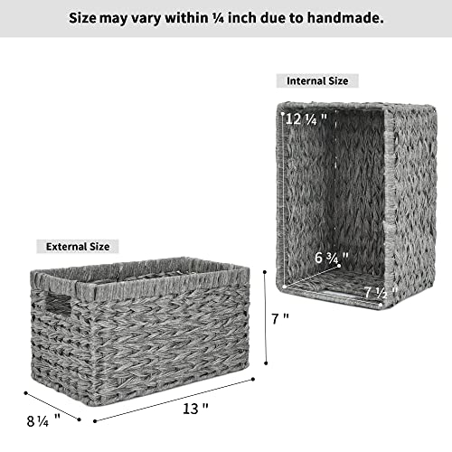 Wicker Storage Baskets for Organizing (Gray / 13"L x 8¼"W x 7"H)