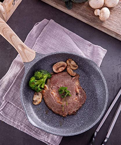 11 Inch Nonstick Frying Pan Skillet with Dual Spouts Cooking Pan (Gray / 11")