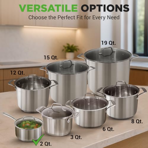 2 Quart Stainless Steel Saucepan with Lid