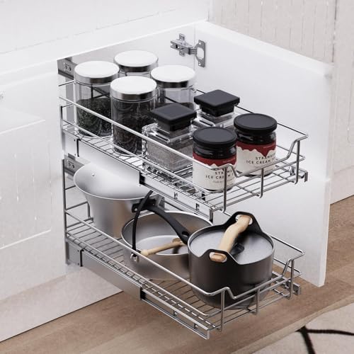 2 Tier Pull Out Cabinet Organizer 11" W X 22" D