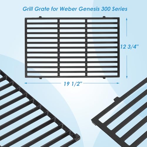 7524 7528 19.5" Grill Grates for Weber Genesis 300 Series Genesis E310 E320 E330 S310 S320 S330 EP310 EP320 EP330 for Weber Genesis 300 Grill Parts (19 1/2" x 12 3/4"CI)