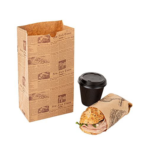 Bag Tek 6 Lb Disposable Lunch Bags 100 Sturdy Take Out Bags (6 lb / Kraft Newsprint)