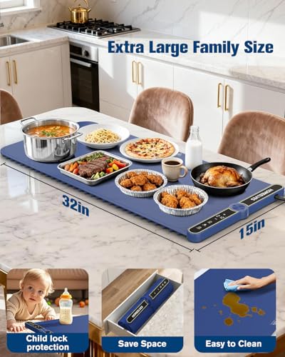 Warming Mat for Food (Blue / 32x15 Inch)