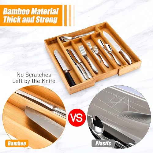 Kitchen Silverware Drawer Organizer and Storage Flatware Cutlery Utensil Holder Spice Rack Containers Bathroom Counter Cabinet Office Desk Makeup Drawer Tray Kitchen and Dining Tools Decor Accessories (2.01 Count)